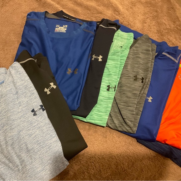 Under Armour Men's Short Sleeve Tees - Blue Black Green Gray Orange